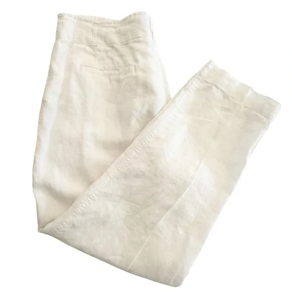 Lauren Ralph Lauren Linen Cropped Pants White High Rise Suggested Size 14 - Picture 4 of 8